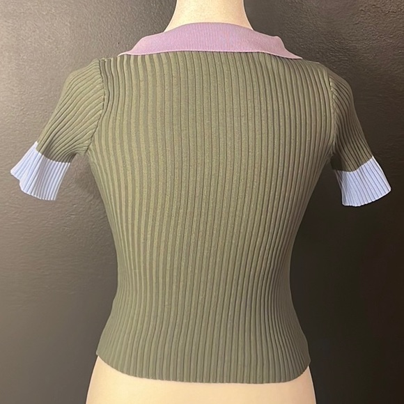 NWOT SHEIN multi-colored collared ribbed top - Picture 4 of 4